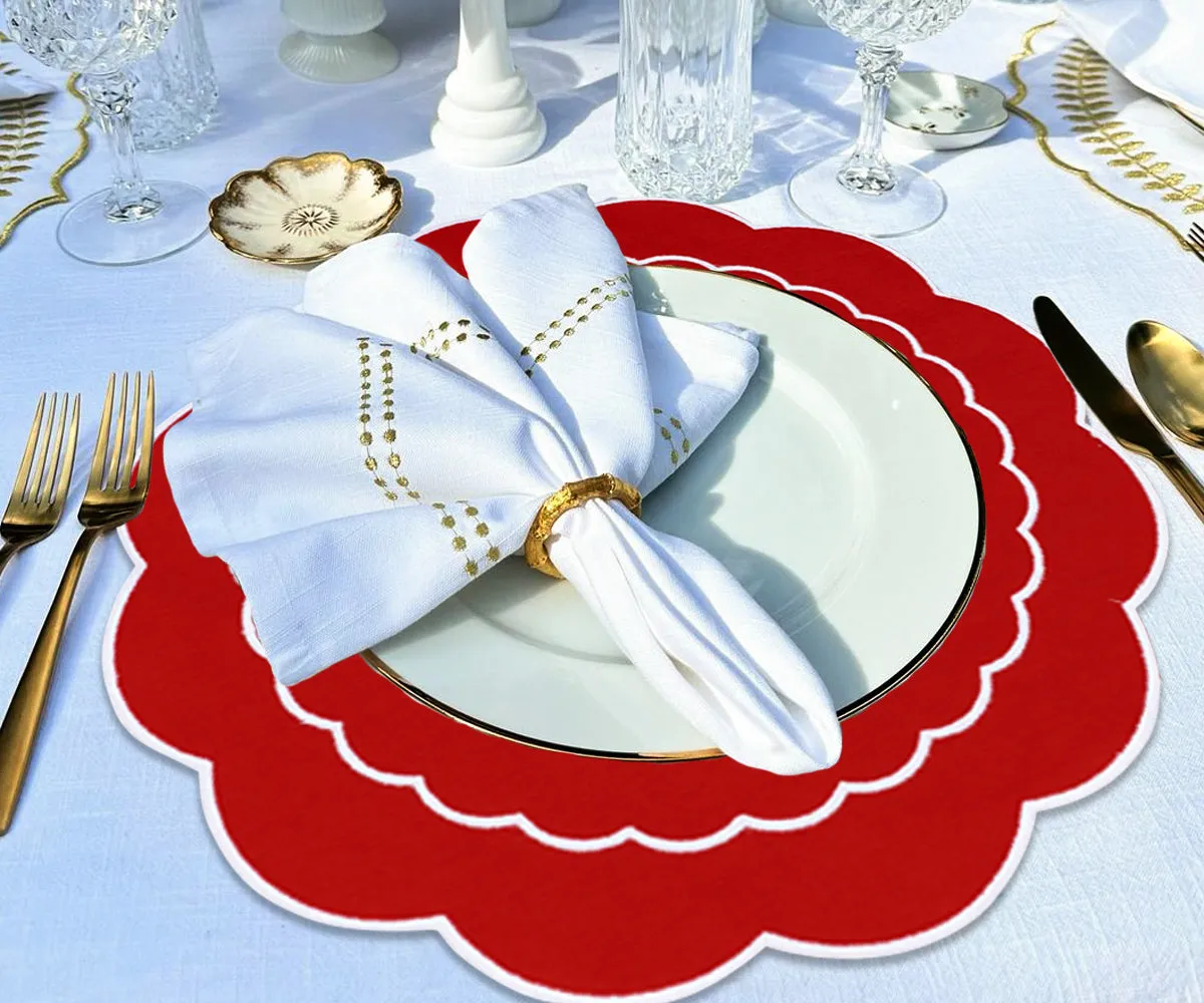 Scalloped Placemats - Round Placemats Set of 4