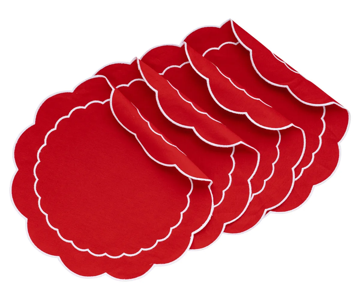 Scalloped Placemats - Round Placemats Set of 4