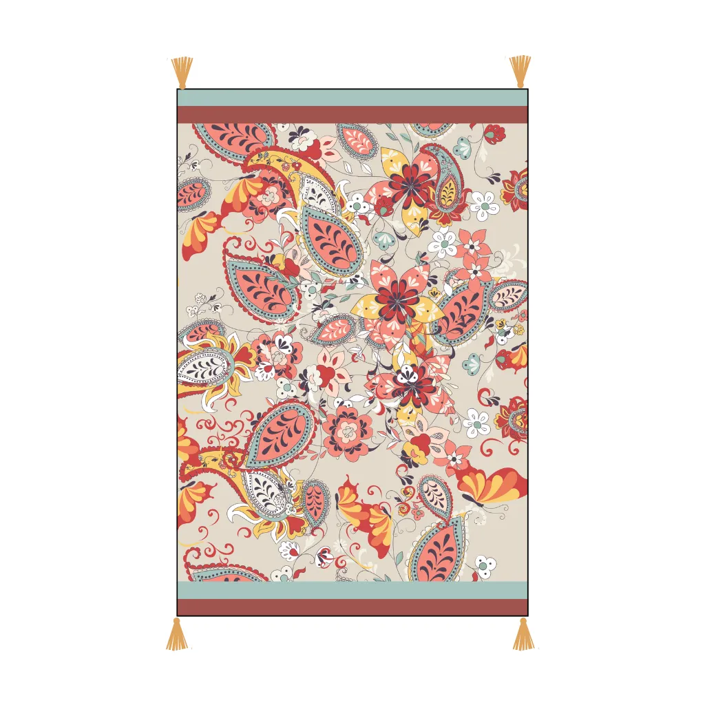 Vintage Paisley Bohemian Embroidered Cotton Bedding Cushion Throw